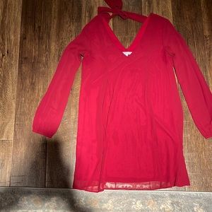 BCBG wine color sheer sleeve dress, worn once or twice